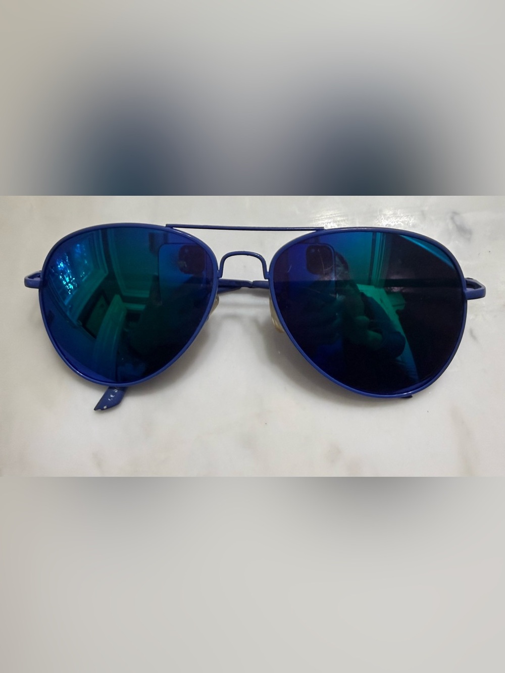 Men's Blue Mirrored Aviator Sunglasses